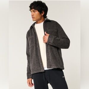 NWT Hollister Cozy Brushed Shacket XL Heather Brown